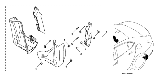 2017 Acura TLX Splash Guards Rear (Bronze Black Pearl) Diagram for 08P09-TZ3-261