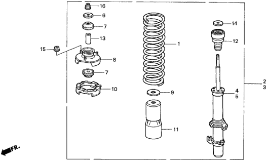 1998 Acura CL Right Front Shock Absorber Assembly Diagram for 51601-SY8-A02