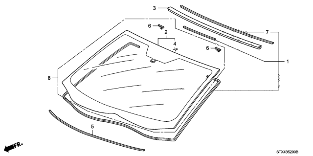 2009 Acura MDX Front Windshield Diagram