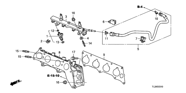 2012 Acura TSX Hose, Fuel Feed Diagram for 16722-R40-A01