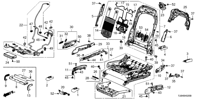 2020 Acura RDX Front Seat Components Diagram 2