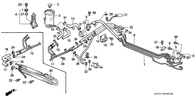 1993 Acura Legend 4 Door STD KA 5MT P.S. Hoses - Pipes Diagram