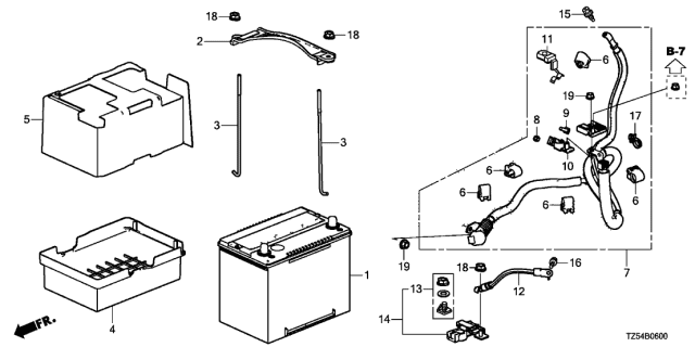 2015 Acura MDX Battery Negative Ground Cable Diagram for 32600-TZ5-A00