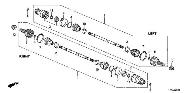 2014 Acura TL 4 Door TECH (3.7) KA 6AT Rear Driveshaft Diagram