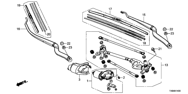 2014 Acura ILX Hybrid Front Windshield Wiper Diagram