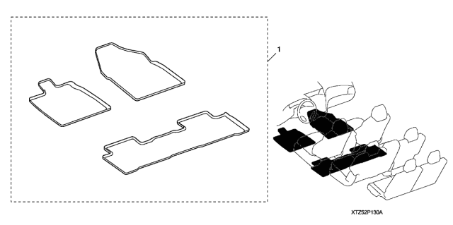 2020 Acura MDX Floor Mat Diagram for 08P15-TZ5-211A