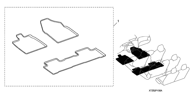 2019 Acura MDX 5 Door TECH (HYBRID (AWD)) KA DCT Floor Mat (Carpet) Diagram