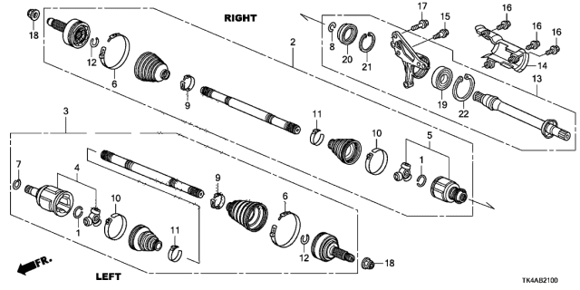 2013 Acura TL Driveshaft - Half Shaft Diagram