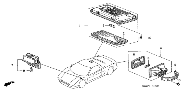 2003 Acura NSX 2 Door NSX-T KA 6MT Interior Light Diagram