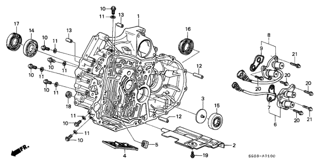 1988 Acura Legend Case, Torque Converter Diagram for 21110-PL5-030
