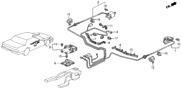 1990 Acura Legend 4 Door L (MOQUETTE) KL 4AT Control Unit - SRS Diagram