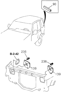 1996 Acura SLX 4 Door 4LS (PREMIUM) KA 4AT Headlight Cover Diagram