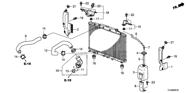 2011 Acura TSX 5 Door TSXTEC KA 5AT Radiator Hose - Reserve Tank Diagram