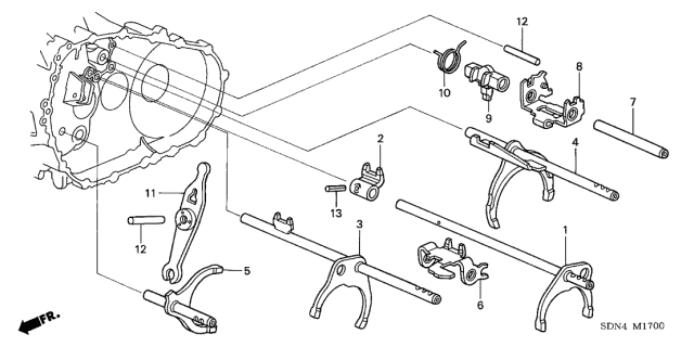 2004 Acura TL 4 Door SPORT (NAVIGATION) KA 6MT MT Shift Fork Diagram