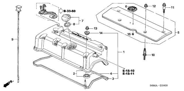 2006 Acura RSX 3 Door BASE KA 5AT Cylinder Head Cover Diagram