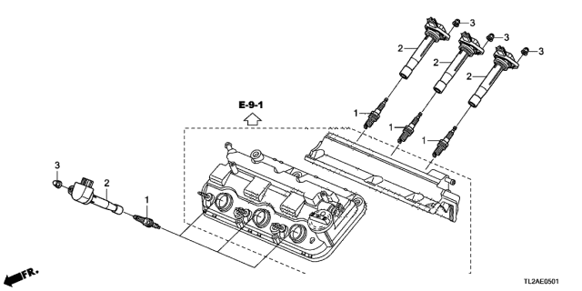 2013 Acura TSX 4 Door TSX V6 KA 5AT Plug Hole Coil - Plug (V6) Diagram