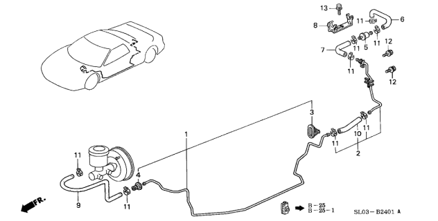 1999 Acura NSX 2 Door NSX-T KA 6MT Master Power Pipe Diagram