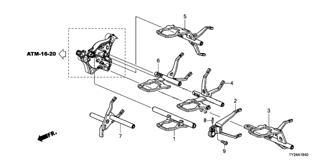 2014 Acura RLX Fork, Shift (Low) Diagram for 24210-R9T-010