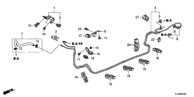 2013 Acura TSX 5 Door TECH KA 5AT Fuel Pipe Diagram