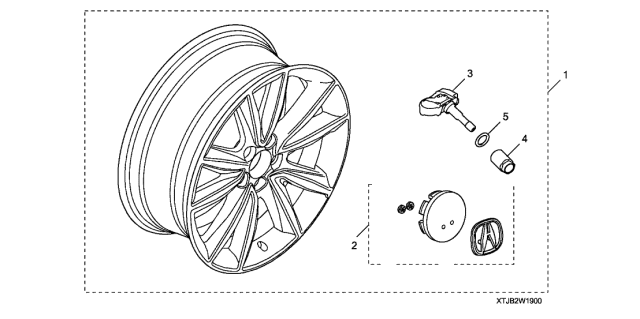 2021 Acura RDX 5 Door ADV KA XAT Alloy Wheel (Black) Diagram