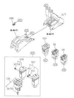 1999 Acura SLX Switch Seat Heater Diagram for 8-97140-023-1