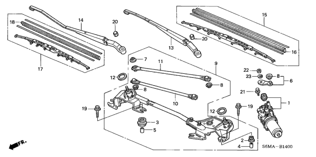 2006 Acura RSX 3 Door BASE KA 5MT Front Wiper Diagram