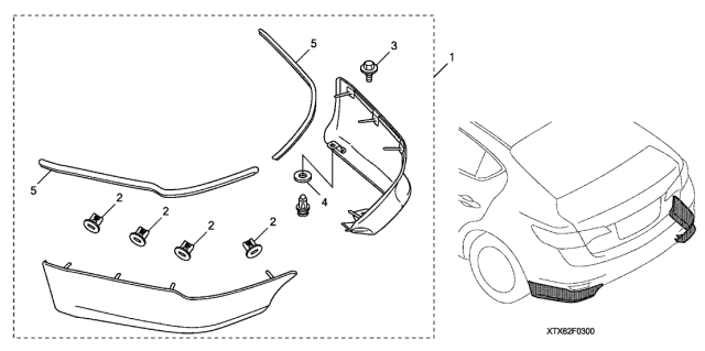 2014 Acura ILX 4 Door TECH KA 5AT Rear Underbody Spoiler Diagram