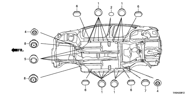 2020 Acura ILX Grommet Diagram 1