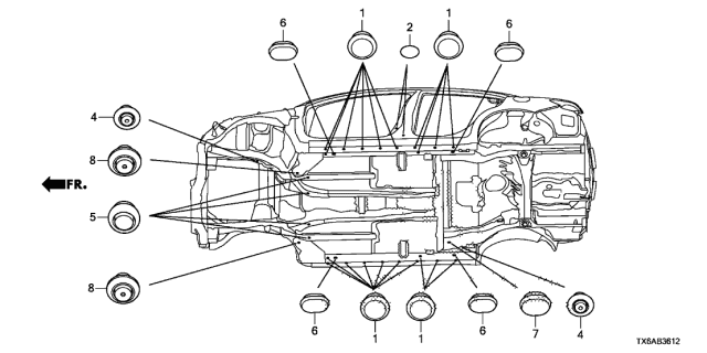 2021 Acura ILX 4 Door 24TECH (A-SPEC) KA DCT Grommet Diagram 1