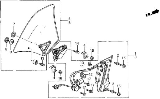 1990 Acura Legend 2 Door STD KA 4AT Quarter Window Diagram