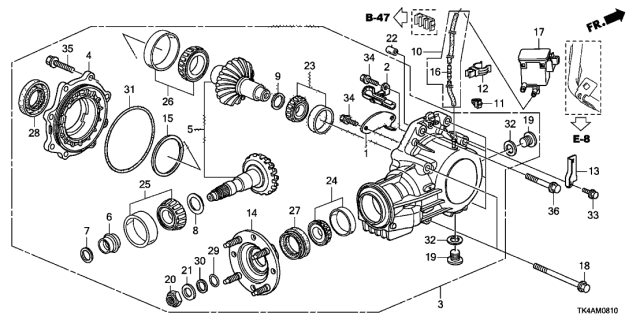 2014 Acura TL 4 Door TECH (3.7) KA 6MT Mt Transfer Diagram