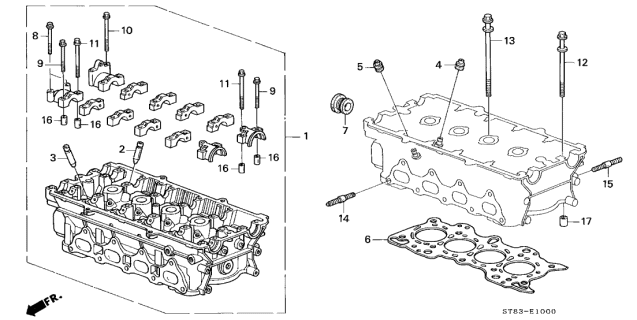 1999 Acura Integra 4 Door GS (LEATHER) KA 4AT Cylinder Head Diagram