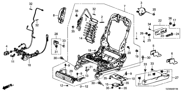 2019 Acura TLX Sensor, Seat Position Diagram for 81550-T2F-A31