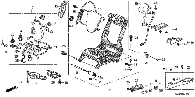 2012 Acura ZDX Front Seat Components Diagram 1