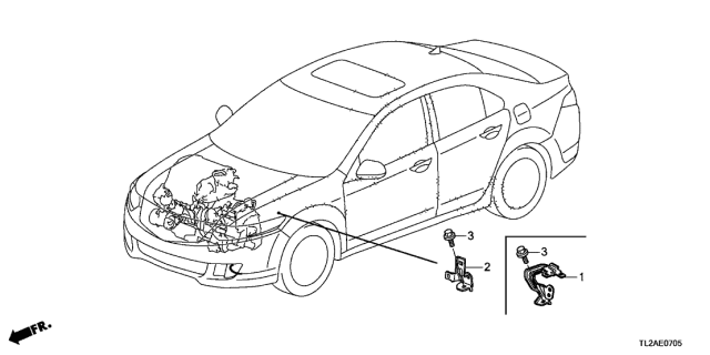 2013 Acura TSX 4 Door TSX V6 KA 5AT Engine Wire Harness Stay Diagram