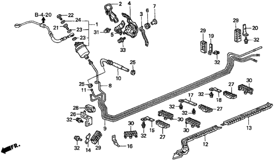 1997 Acura TL 4 Door PRE3.2 KA 4AT Fuel Pipe (V6) Diagram