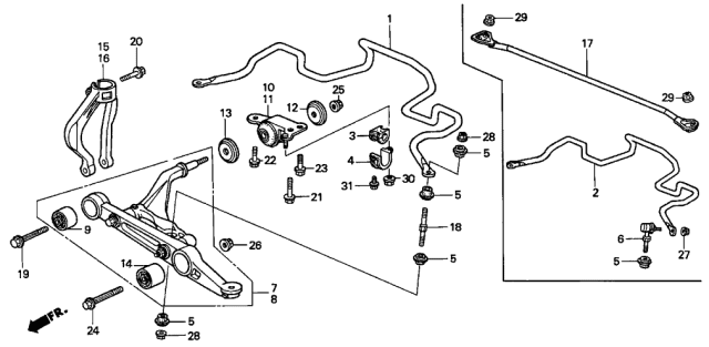 1994 Acura Integra Stabilizer Holder Bush Diagram for 51306-SR3-N01