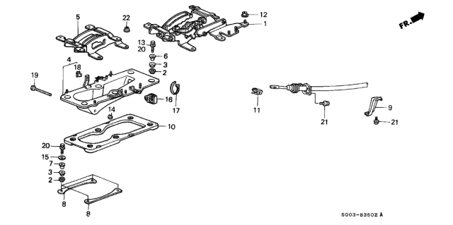 1990 Acura Legend 2 Door STD KA 4AT Select Lever Bracket Diagram