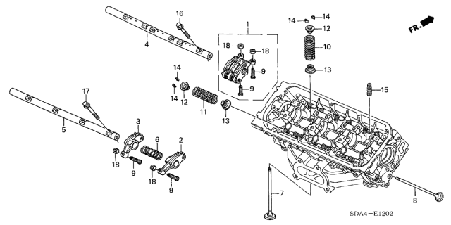 2005 Acura TL 4 Door BASE (NAVIGATION) KA 5AT Valve - Rocker Arm (Rear) Diagram