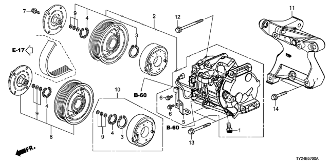2014 Acura RLX Compressor Diagram for 38810-R9P-A01