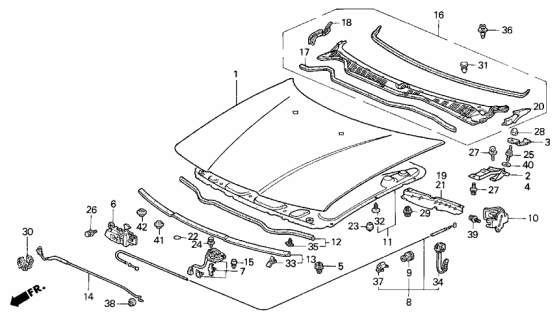 1993 Acura Vigor Seal Rubber, Rear Hood Diagram for 74203-SL5-A00