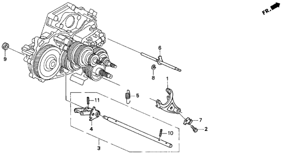1997 Acura CL 2 Door BAS2.2 KA 4AT AT Shift Fork Diagram