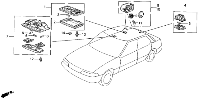 1990 Acura Legend Light Assembly, Left Rear Reading (Lofty Gray) Diagram for 34455-SD4-923ZA