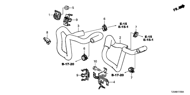2016 Acura MDX Hose, Water Outlet Diagram for 79725-TZ5-A11