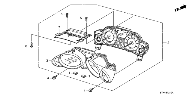 2008 Acura MDX Speedometer Instrument Cluster Assembly Diagram for 78100-STX-A02