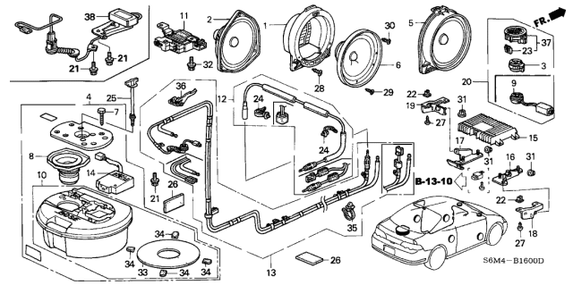 2004 Acura RSX Speaker Assembly (1 1/2" Tweeter) (Bose) Diagram for 39120-S6M-A51