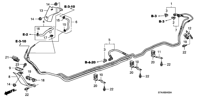 2009 Acura RDX 5 Door TECH KA 5AT Fuel Pipe Diagram