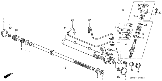 2001 Acura Integra P.S. Gear Box Components Diagram