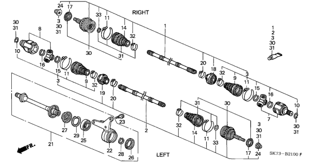 1993 Acura Integra 3 Door RS KL 5MT Driveshaft Diagram