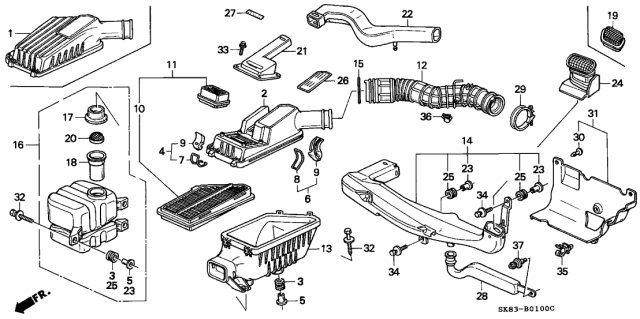 1993 Acura Integra 4 Door RS KL 4AT Air Cleaner Diagram